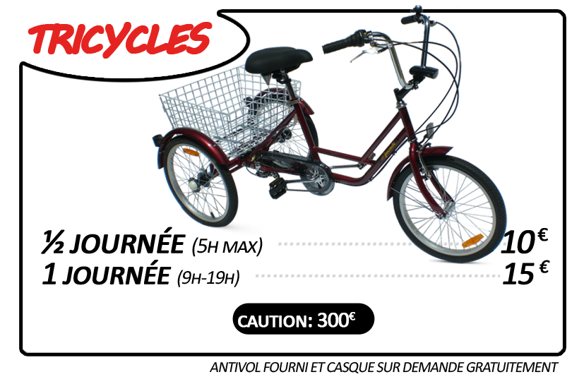 Image des tarifs de location des tricycles