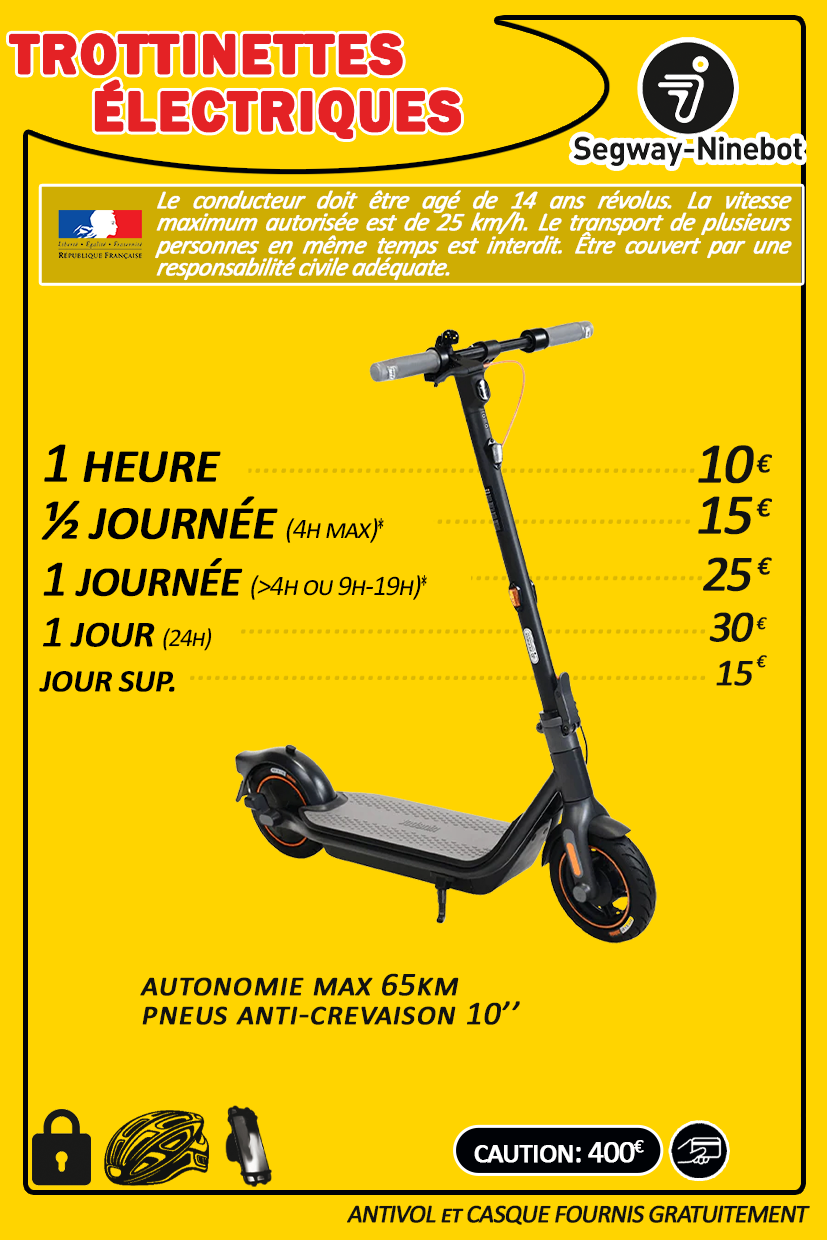 Image des tarifs de location des trottinettes électriques